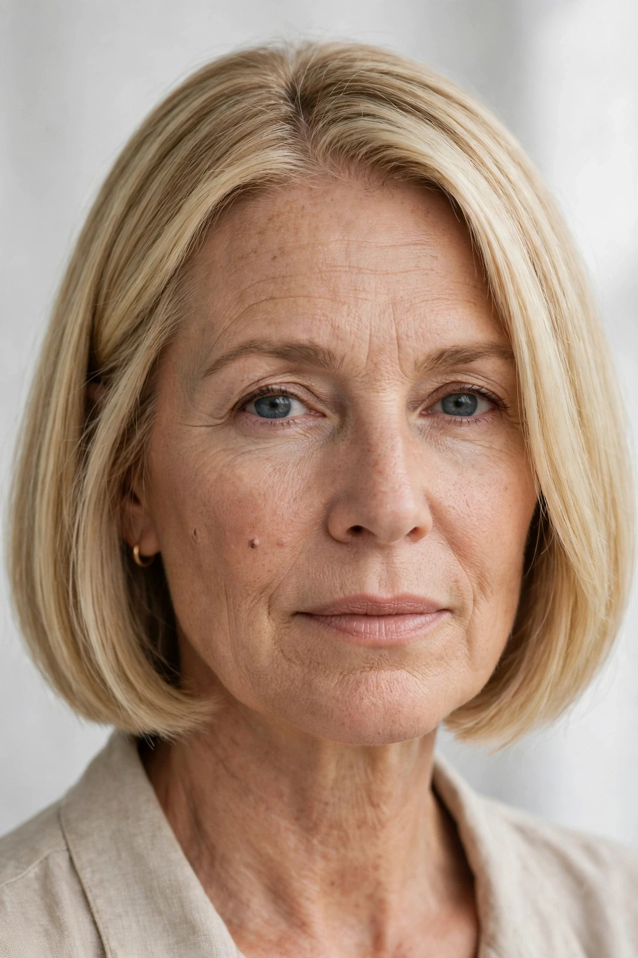 Shorter density lob ending below the chin for thicker looking thin hair