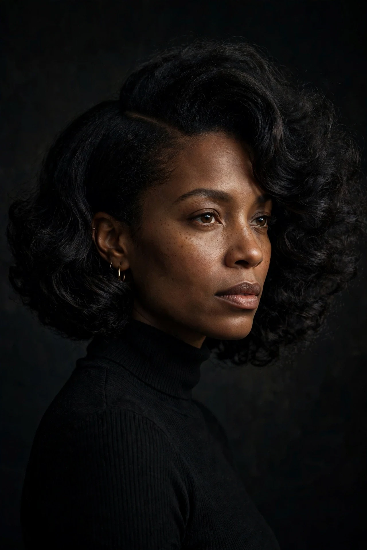 side-parted french bob for thick hair with deep sweep and volume