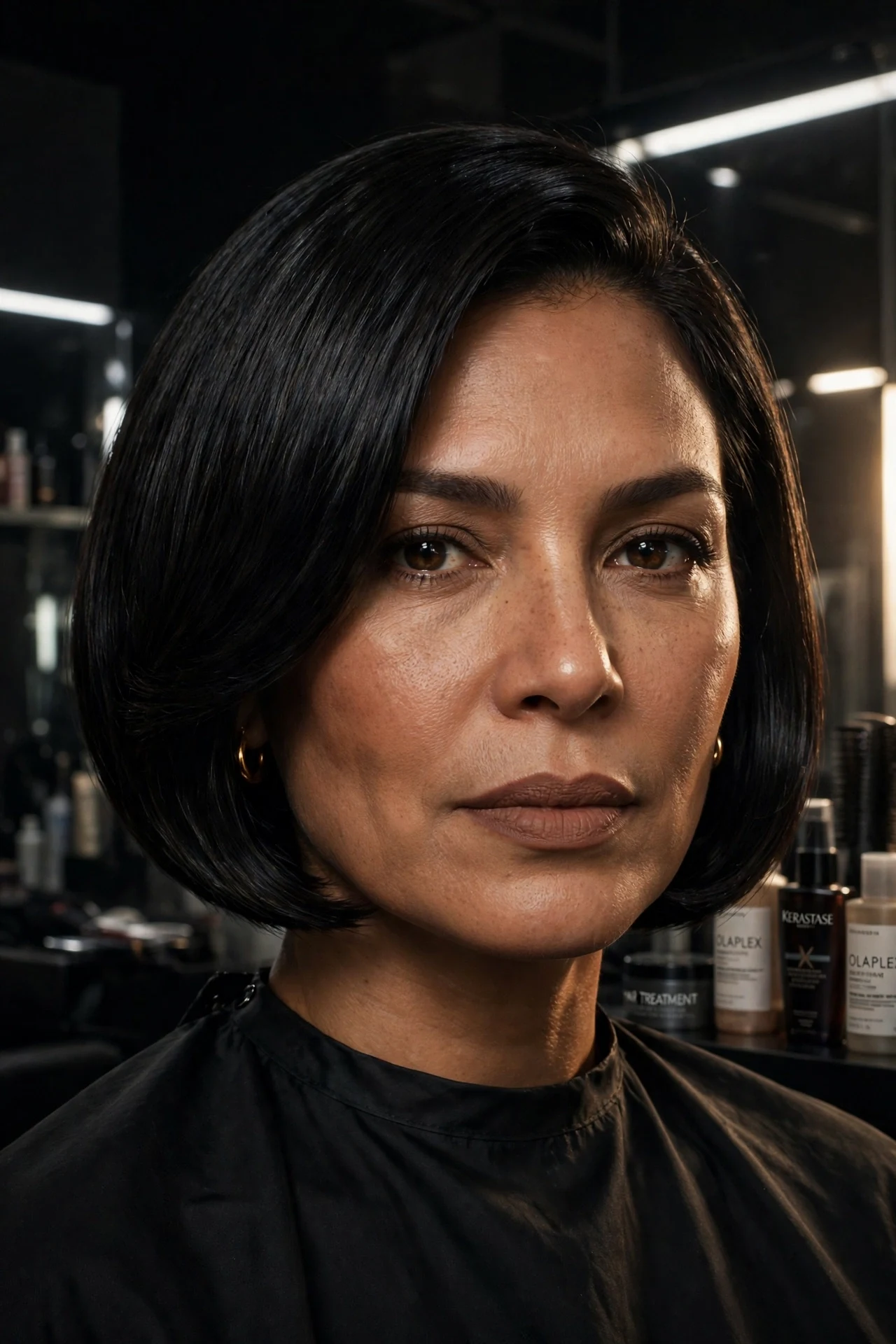 sleek polished french bob for thick hair with glassy smooth finish
