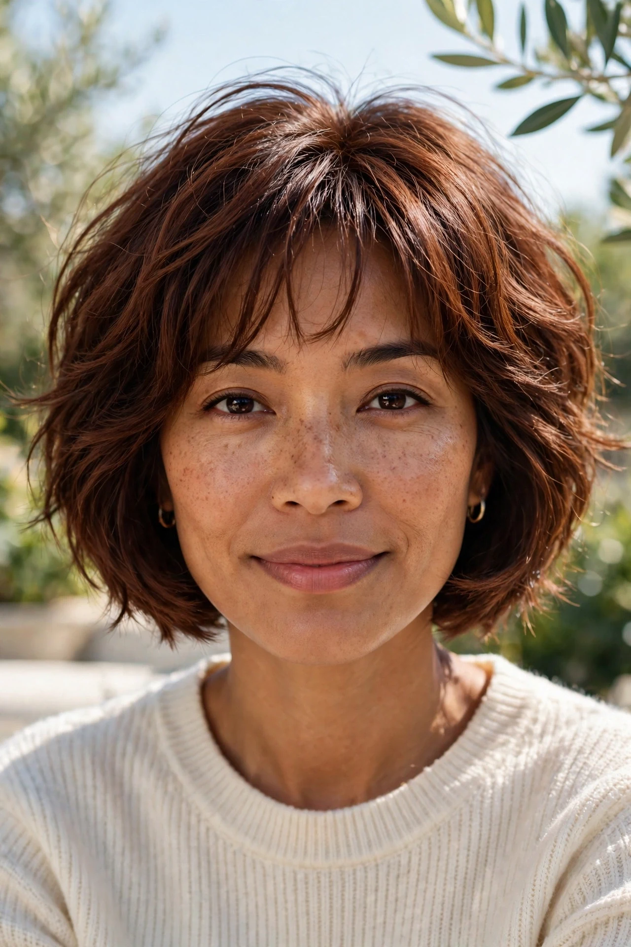 textured french bob for thick hair with wispy fringe and chin-length layers