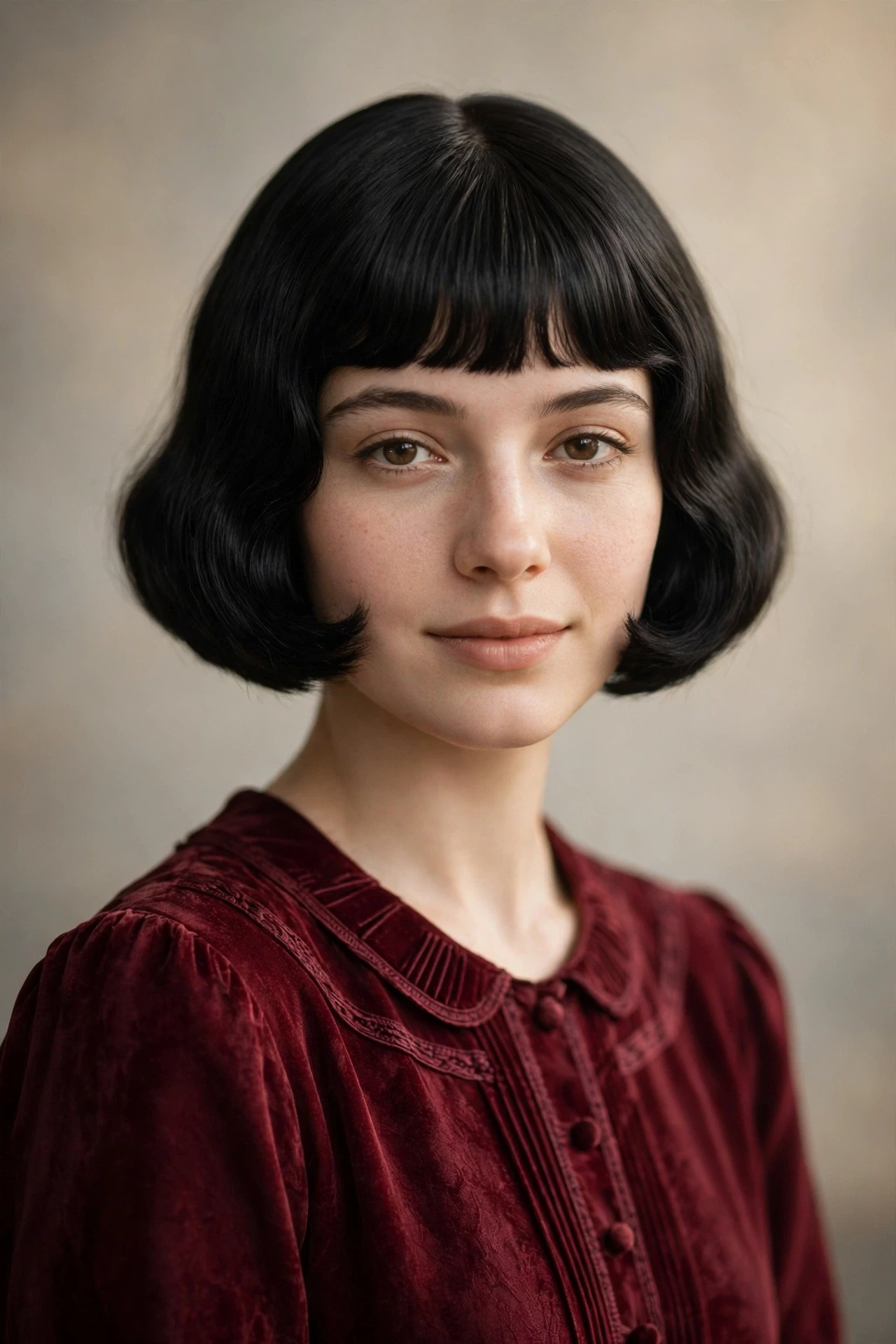 1920s bob with short straight bangs