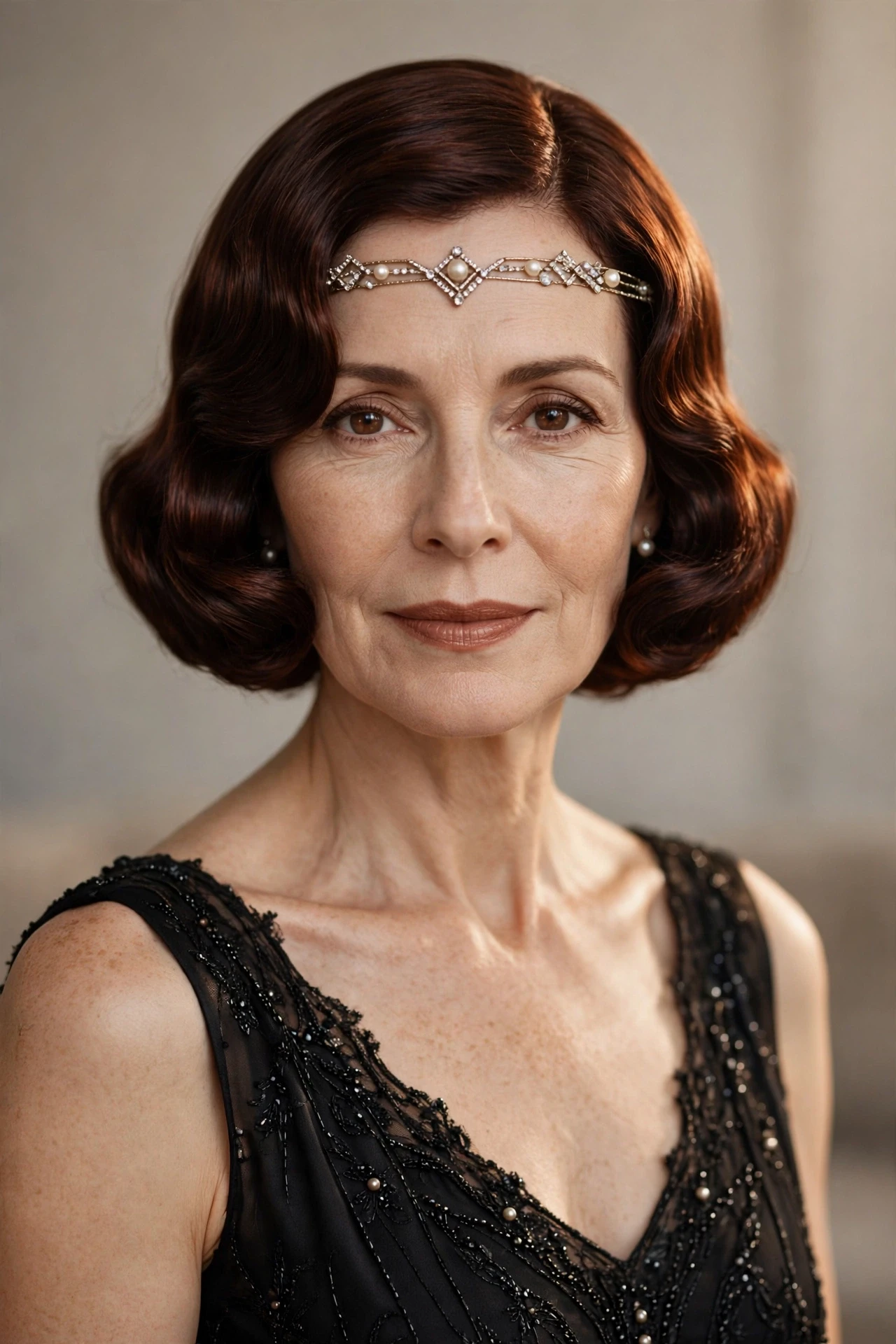 Polished 1920s bob for a formal evening with a decorative headband