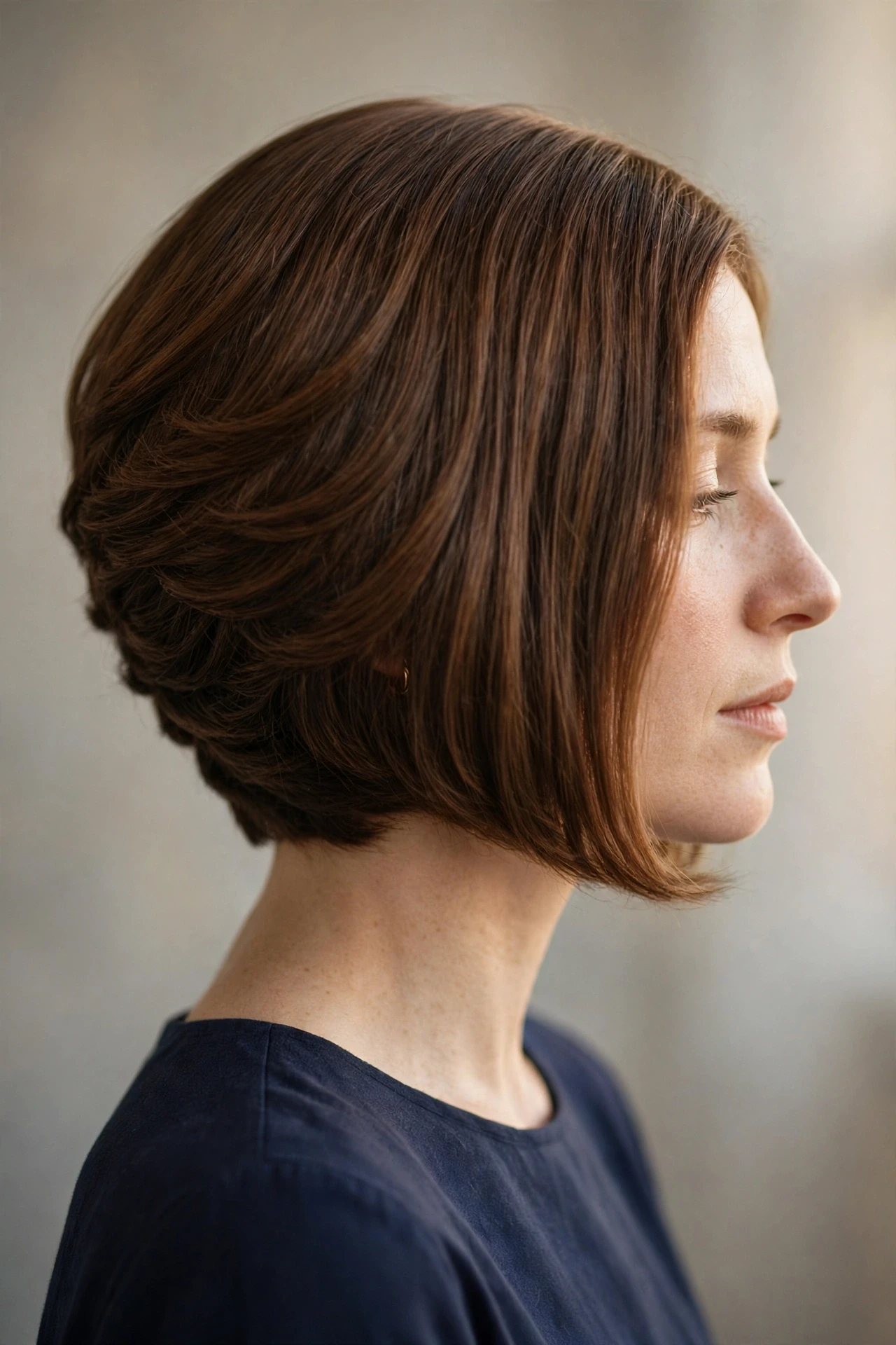 Graduated 1920s bob with stacked layers at the nape