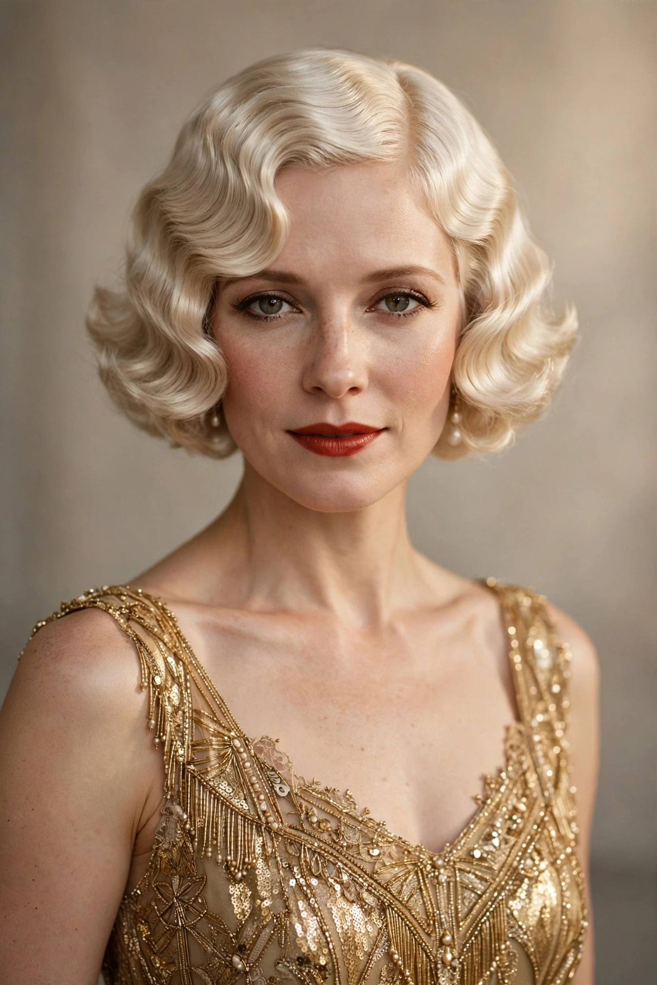 Marcel wave bob with deep sculpted glossy waves
