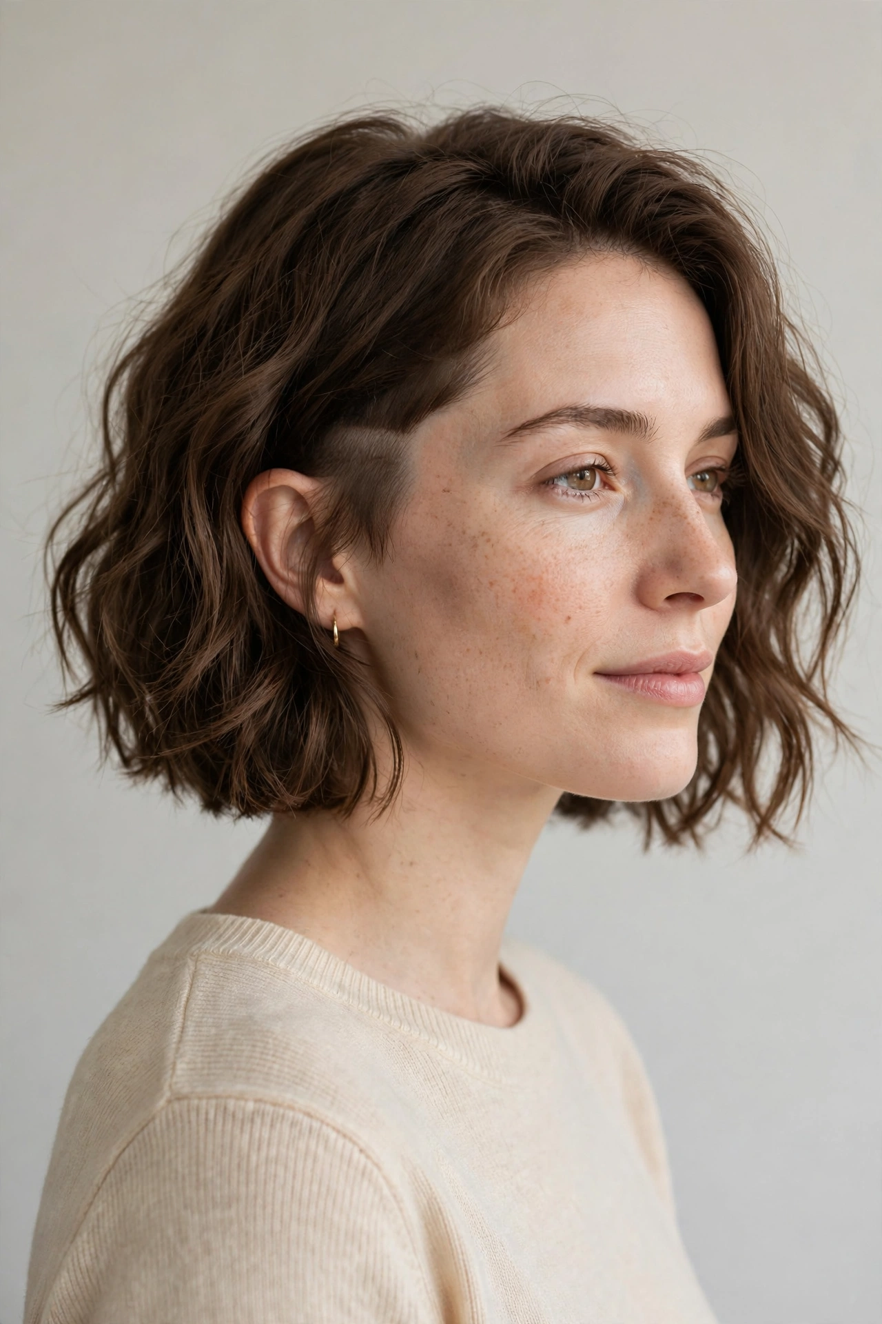 Grow-out friendly undercut bob with a soft side undercut blending into waves