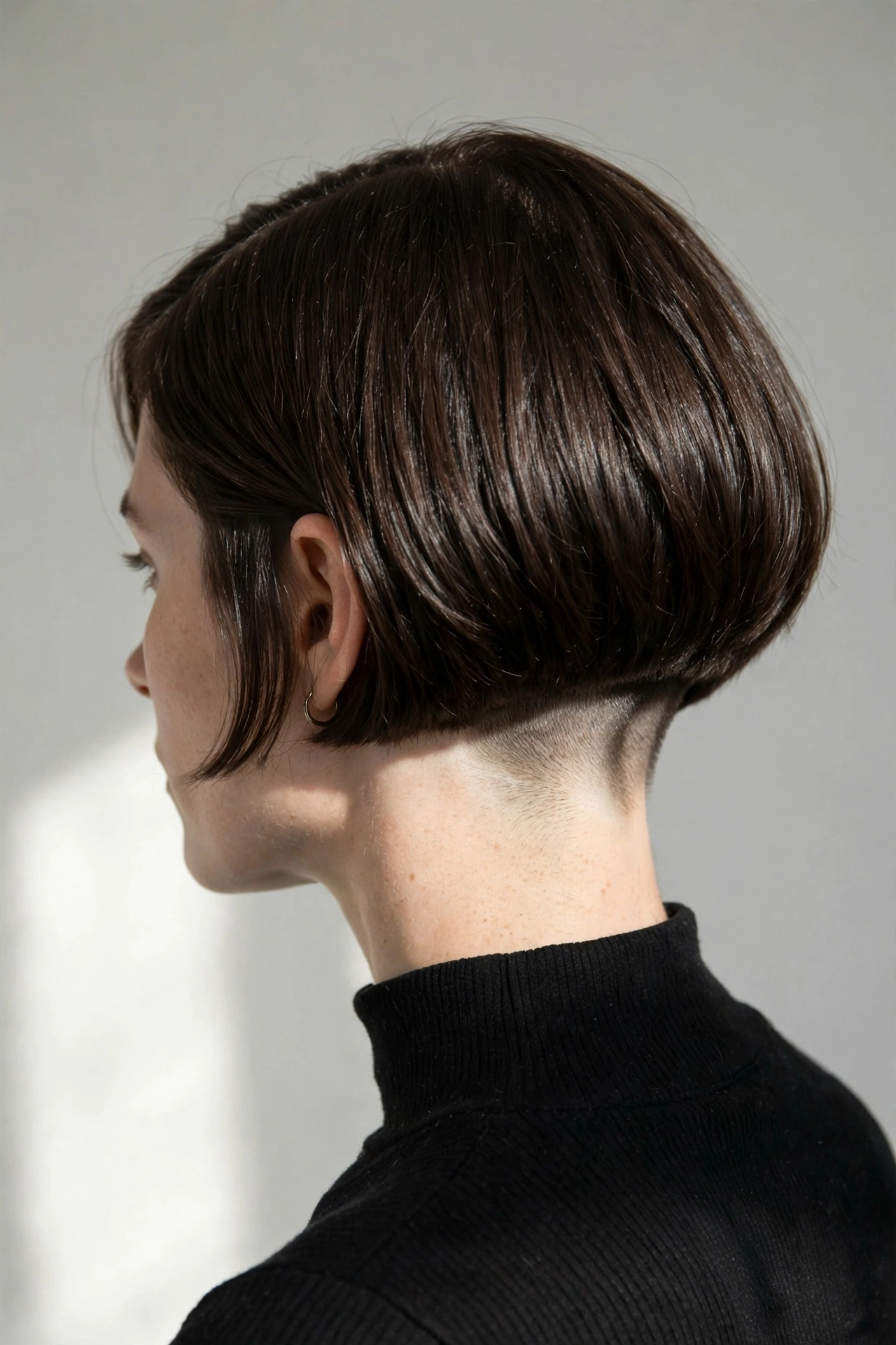 Undercut bob haircut: edgy chin-length bob with a shaved nape undercut