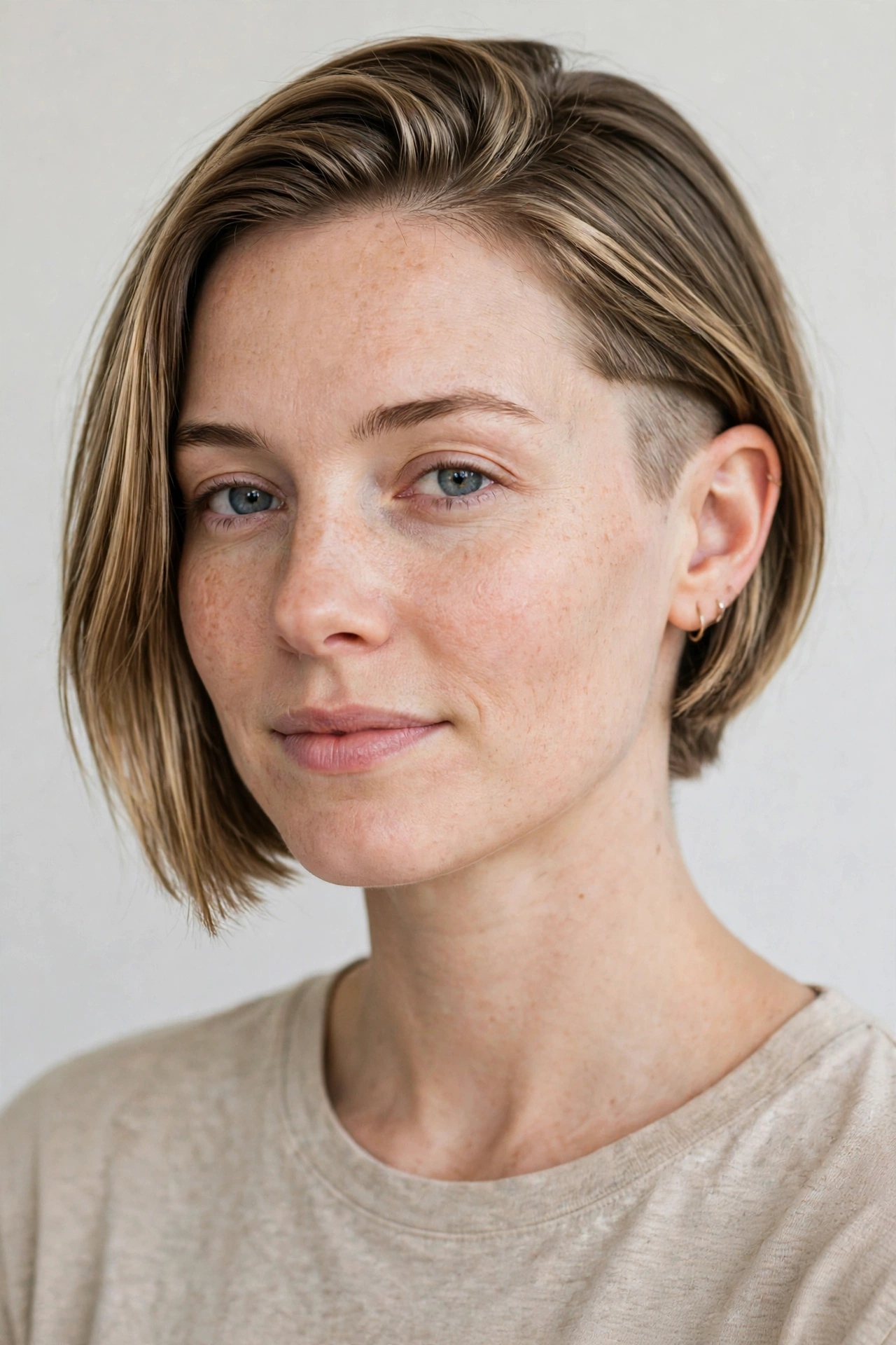 Low maintenance everyday undercut bob with a tucked side showing the undercut