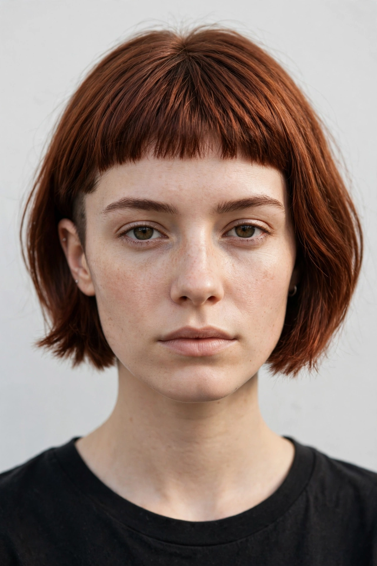 Undercut bob with short micro bangs and a cropped side undercut
