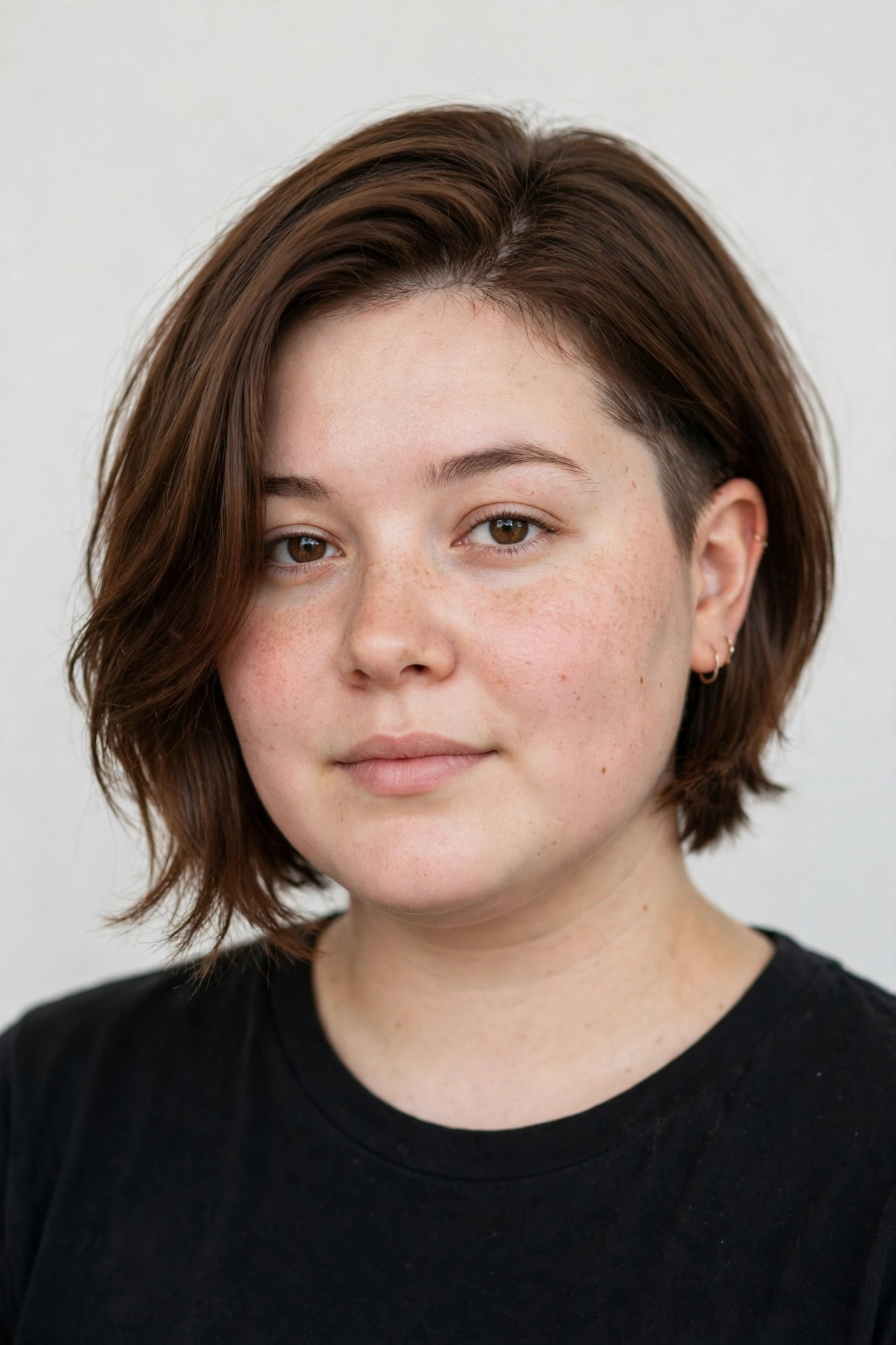Undercut bob for a round face with longer front pieces and a side undercut