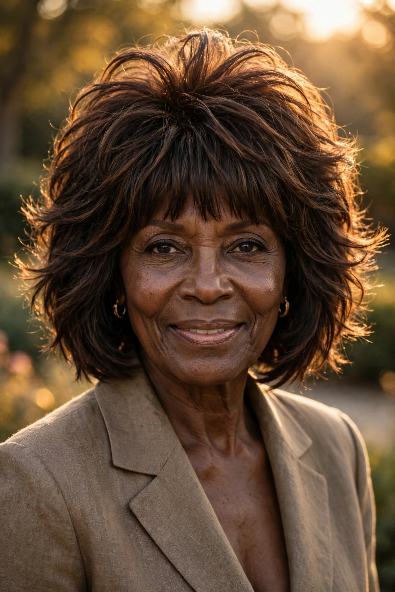 voluminous choppy bob with bangs for women over 50