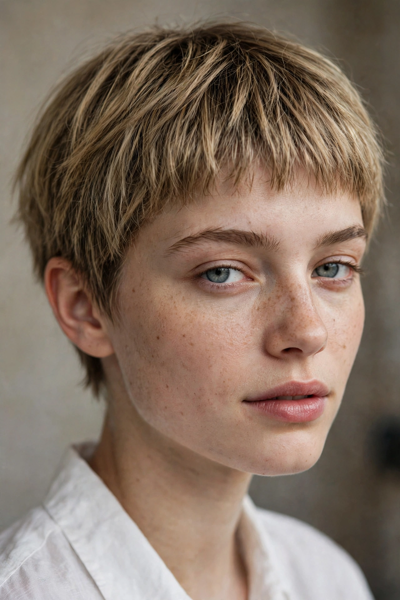 Very short bob with short baby bangs