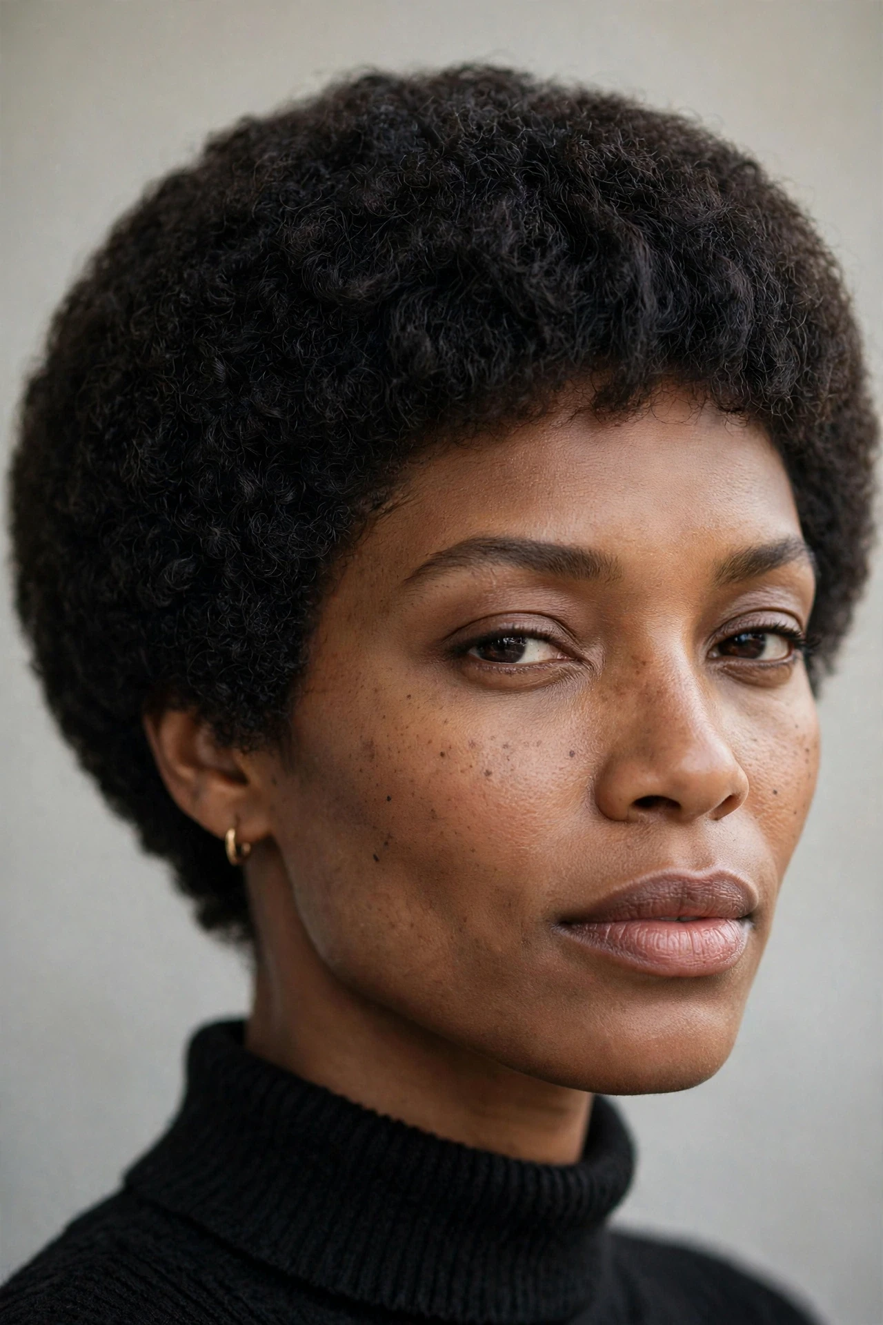 Very short bob on natural hair, Black woman