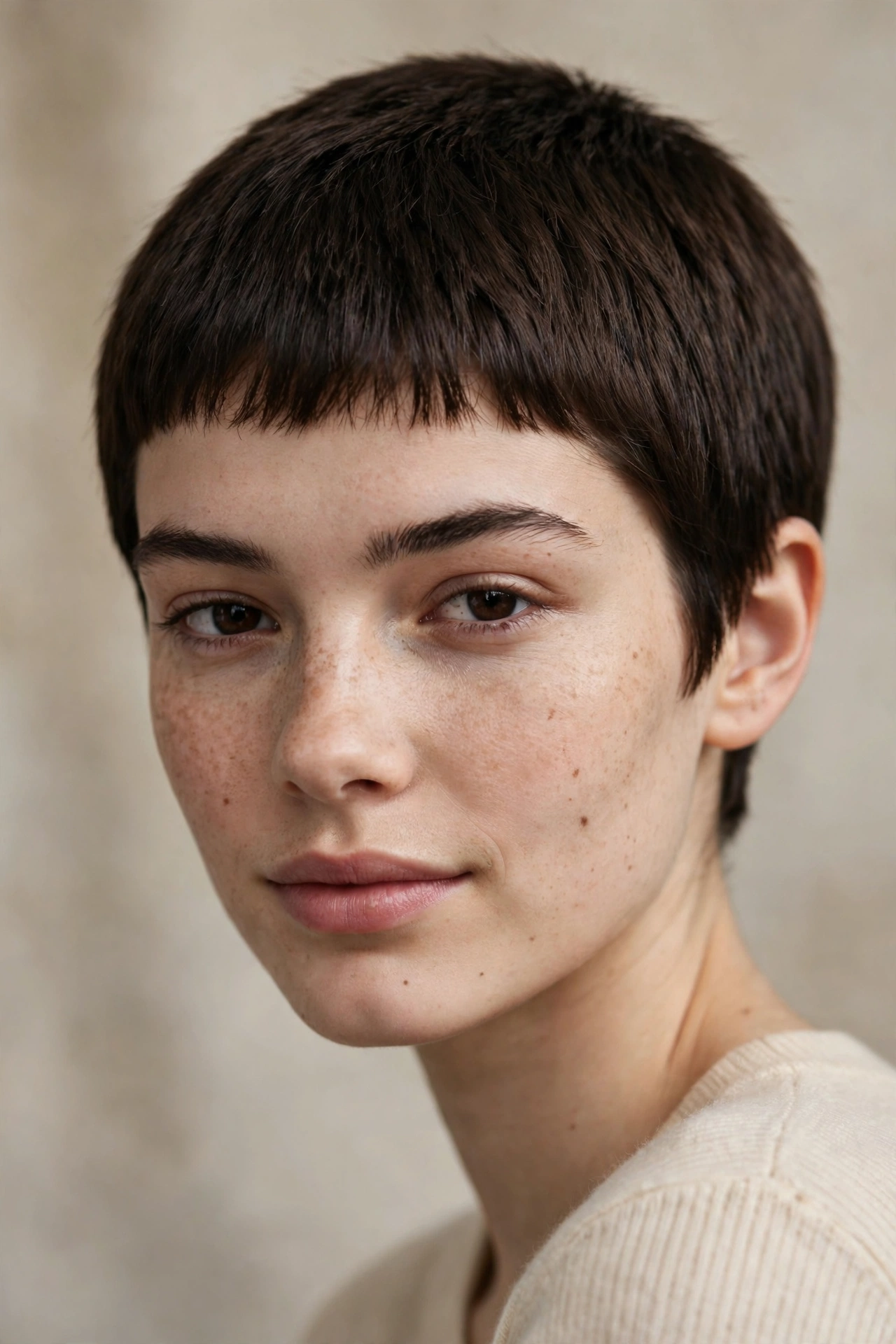 Classic French crop very short bob with bangs