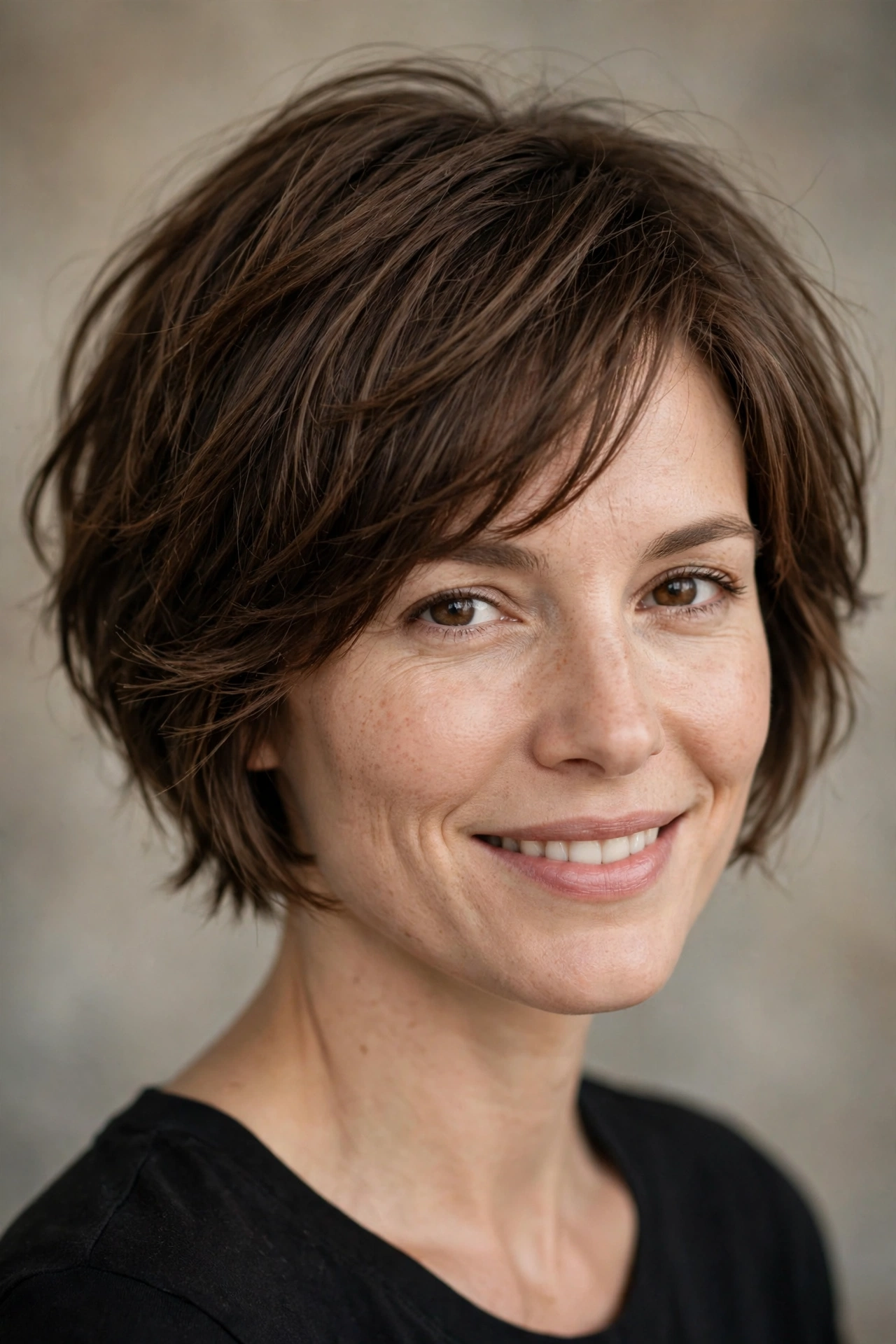 Layered very short bob with soft movement