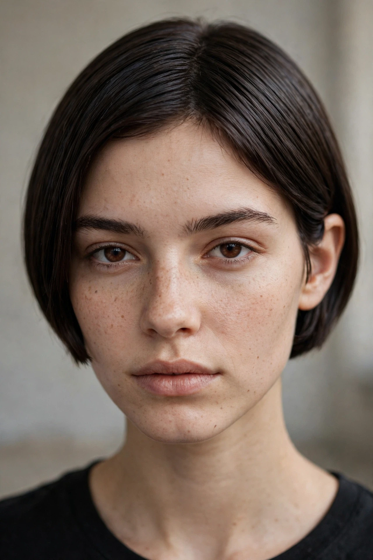 Micro ear length very short bob, sleek black