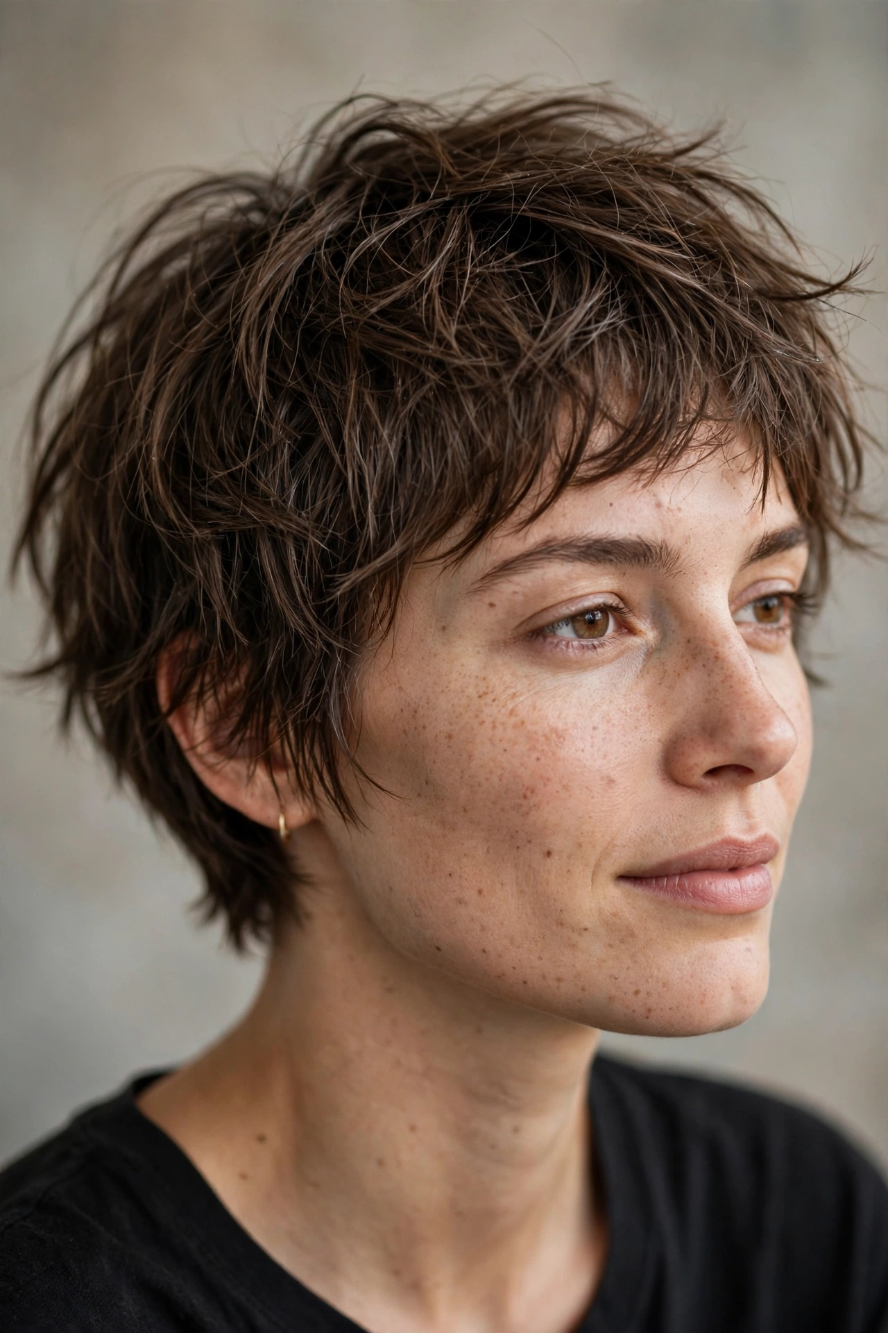 Tousled very short bob with wavy texture