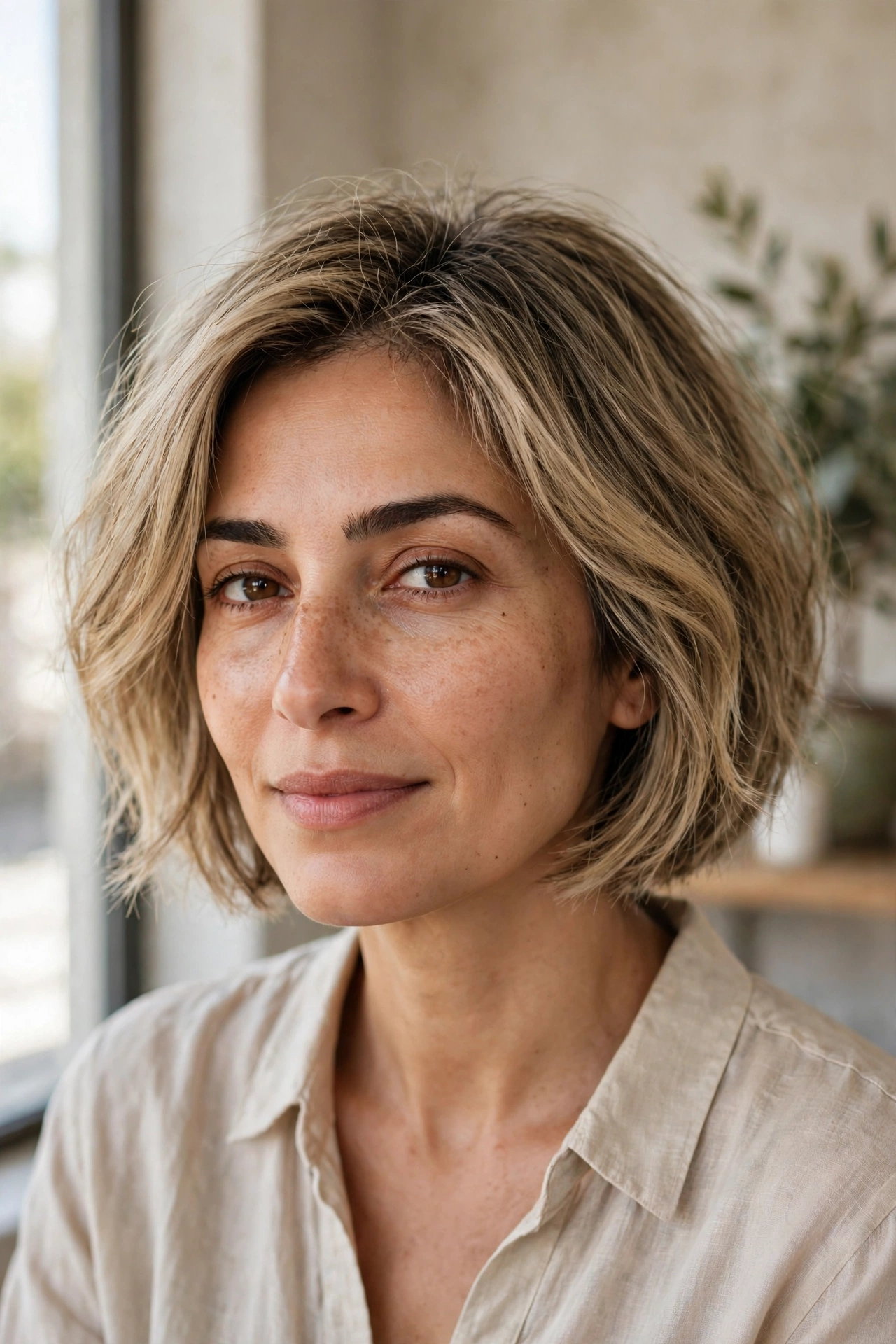 Wash-and-go graduated bob on fine hair, effortless air-dried rounded shape