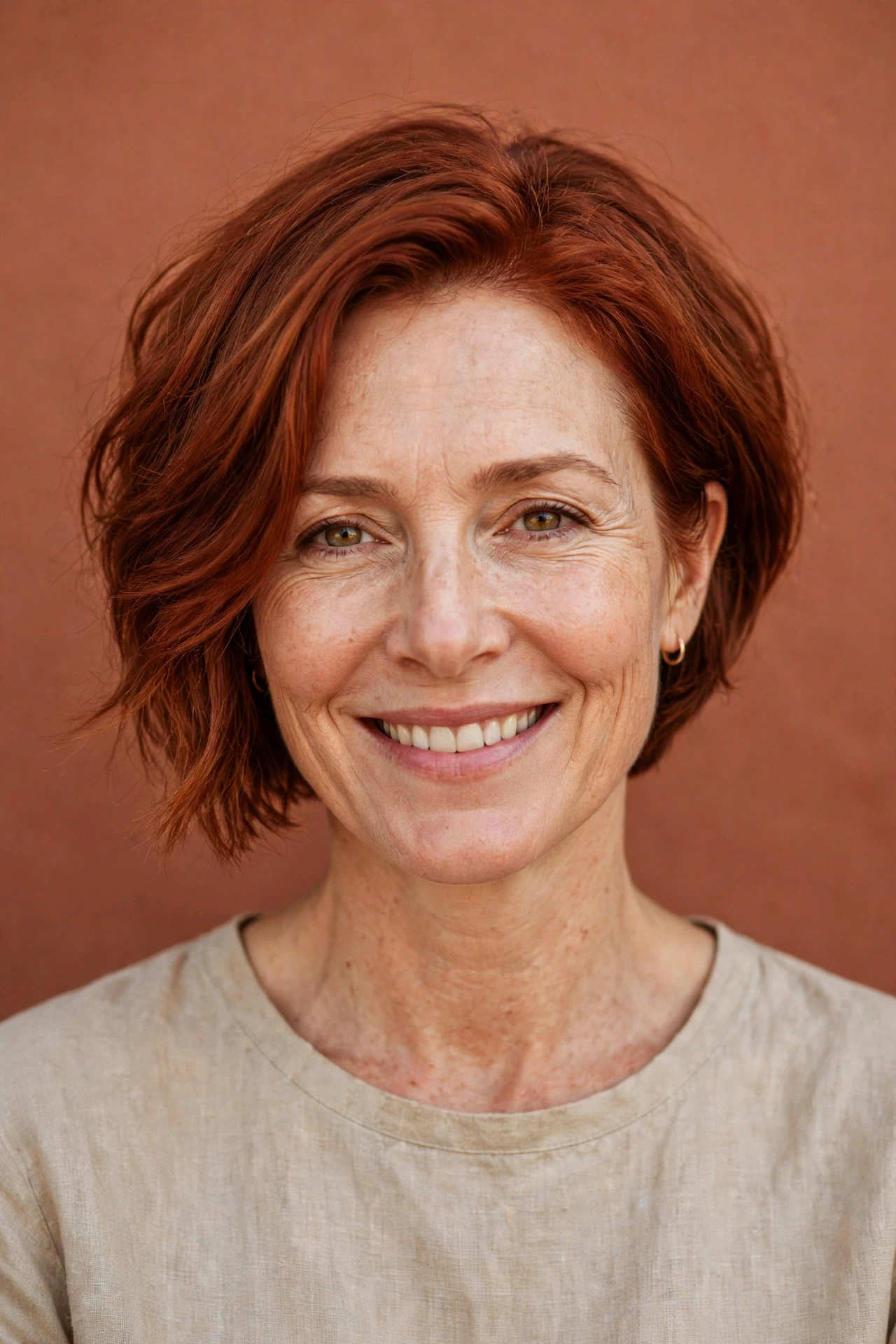Low maintenance wedged bob with air dried natural texture
