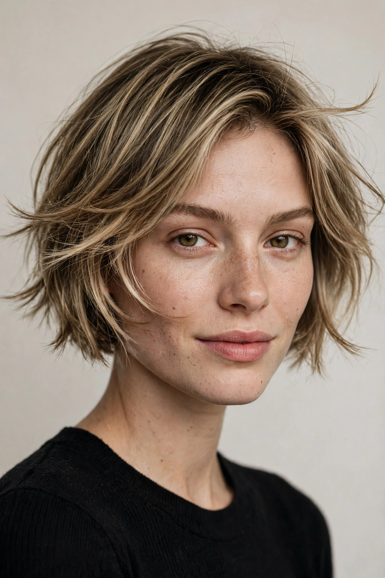Short wispy bob above the jaw
