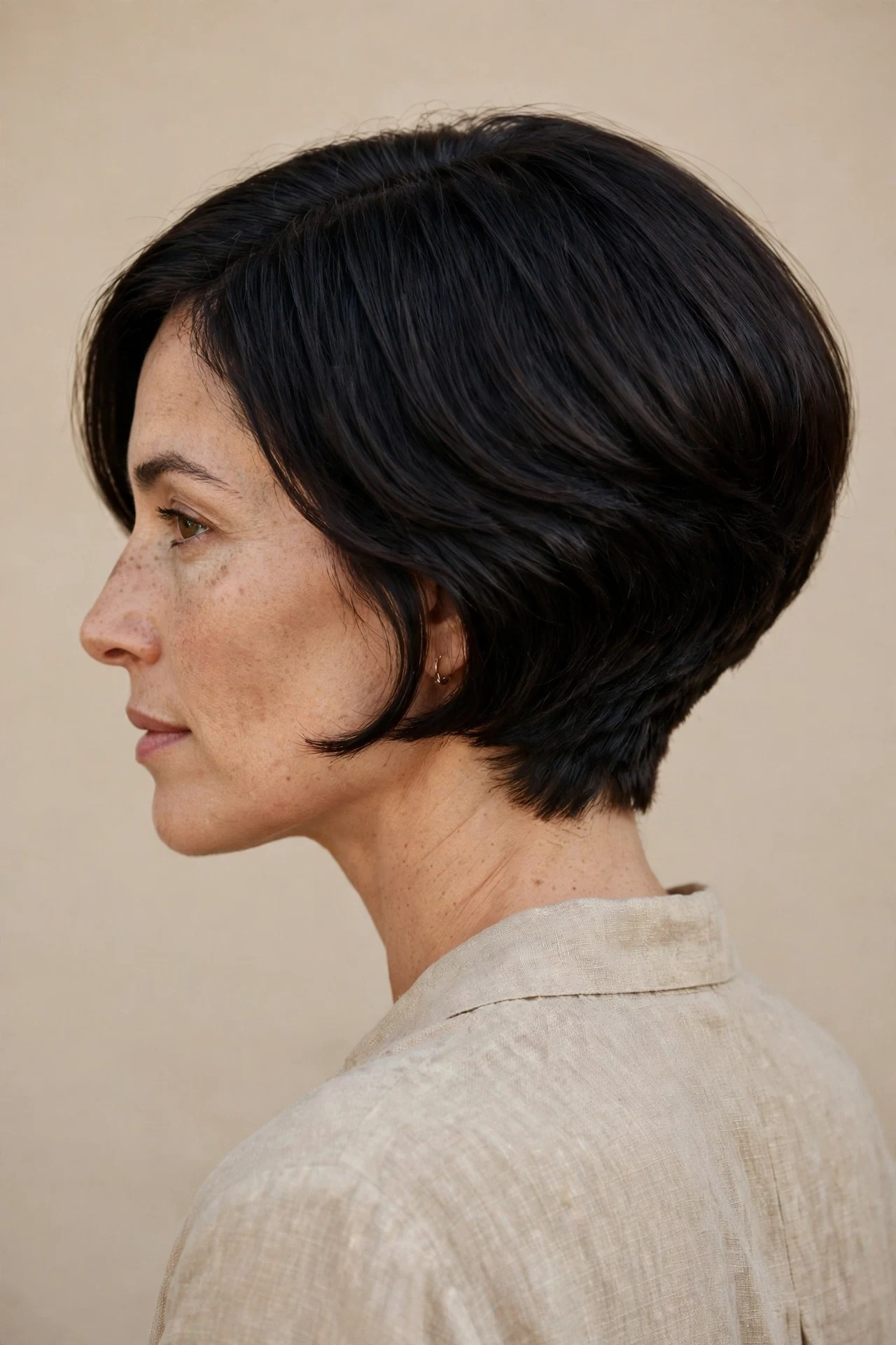 Wedged bob taming thick hair with graduated layers
