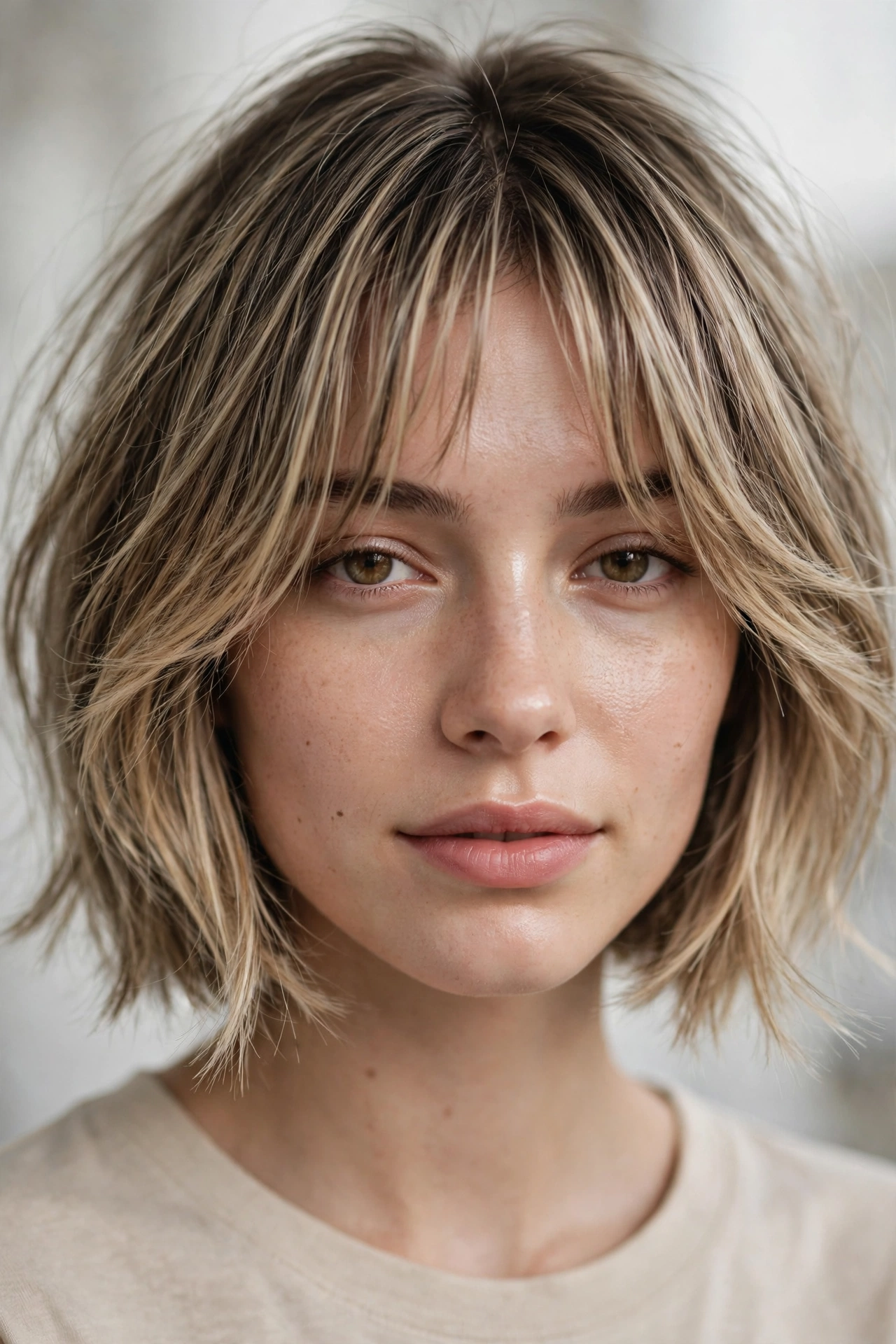 Wispy bob with curtain bangs