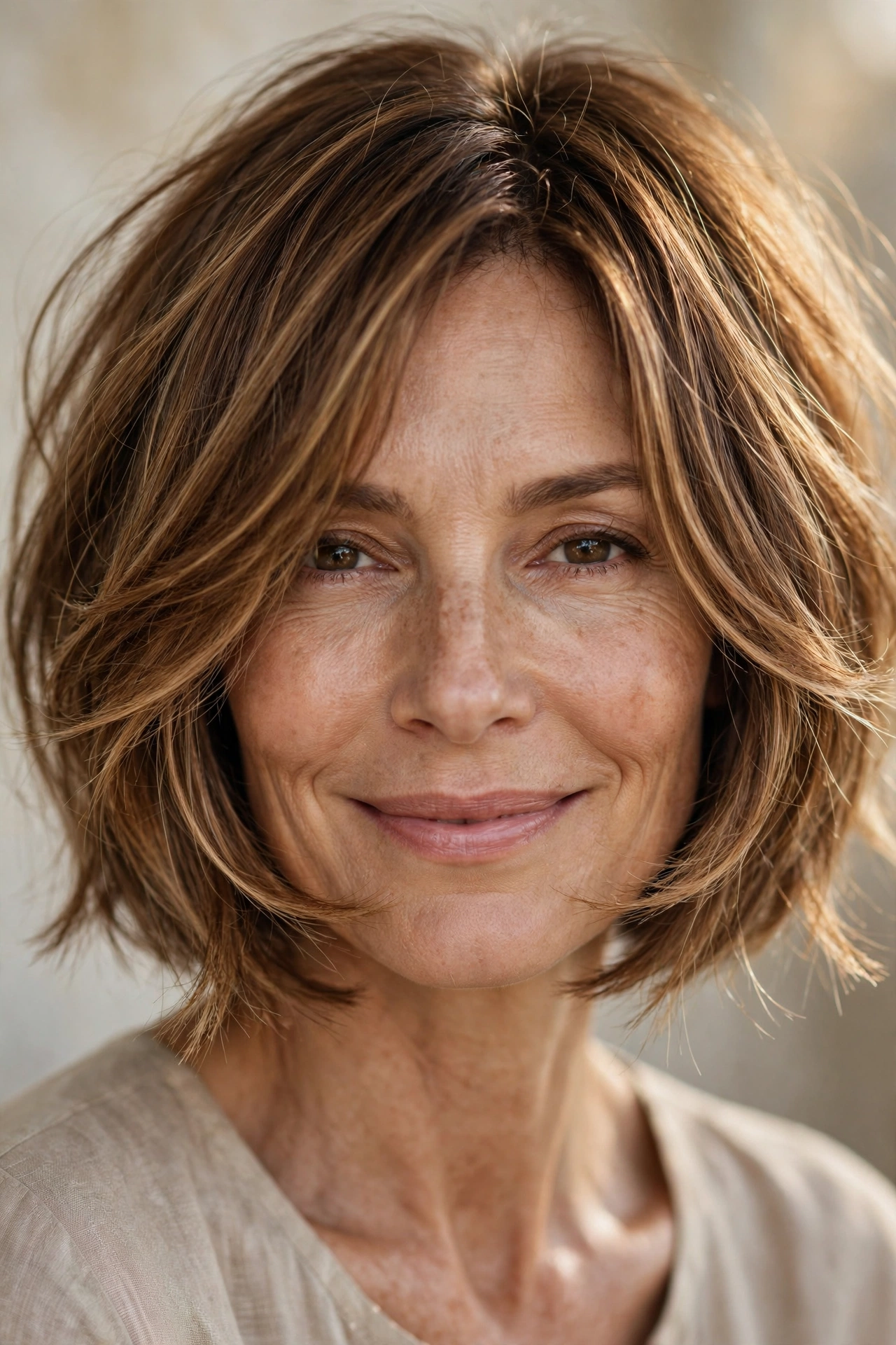 Wispy bob with face framing layers