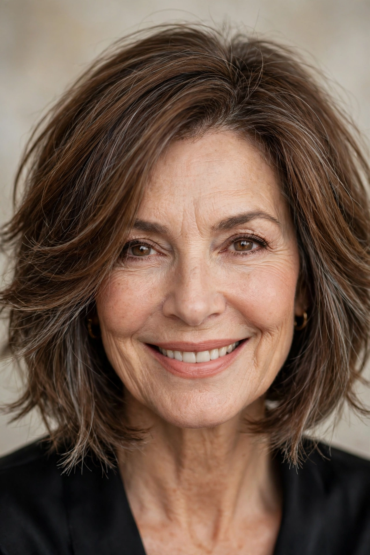 Wispy bob for a woman over 50