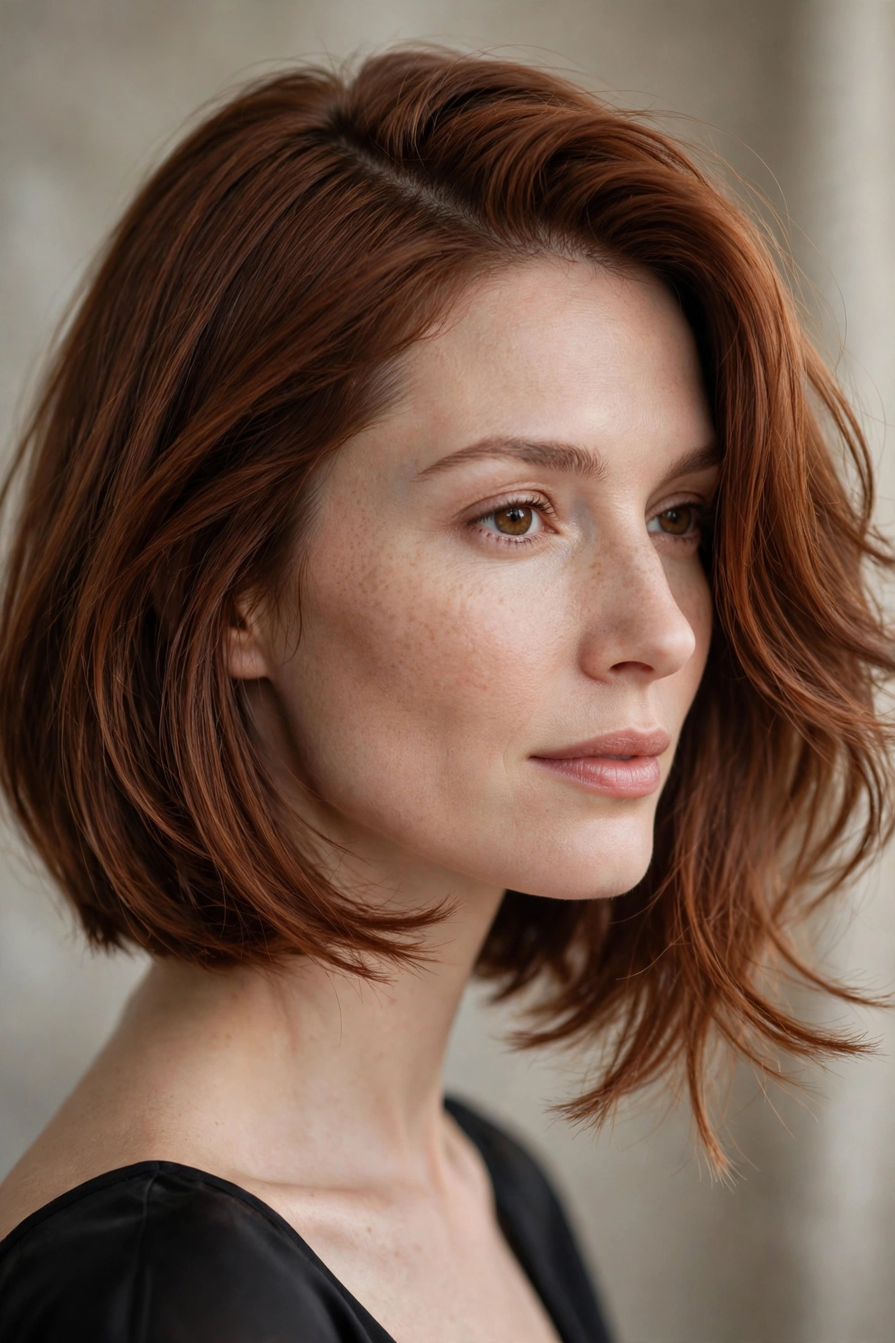 Wispy bob with a deep side part
