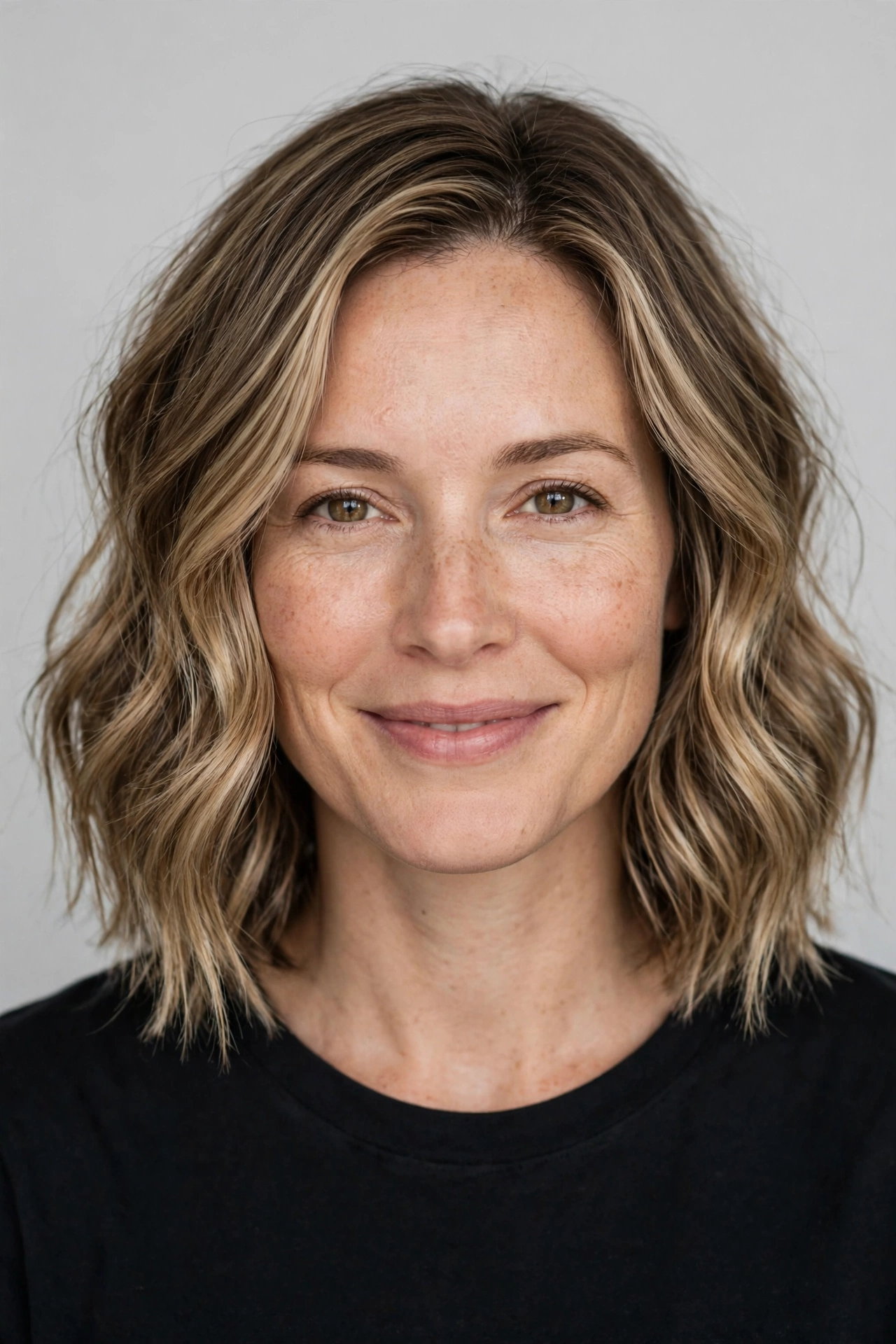 Natural air dried wavy lob with soft untouched waves