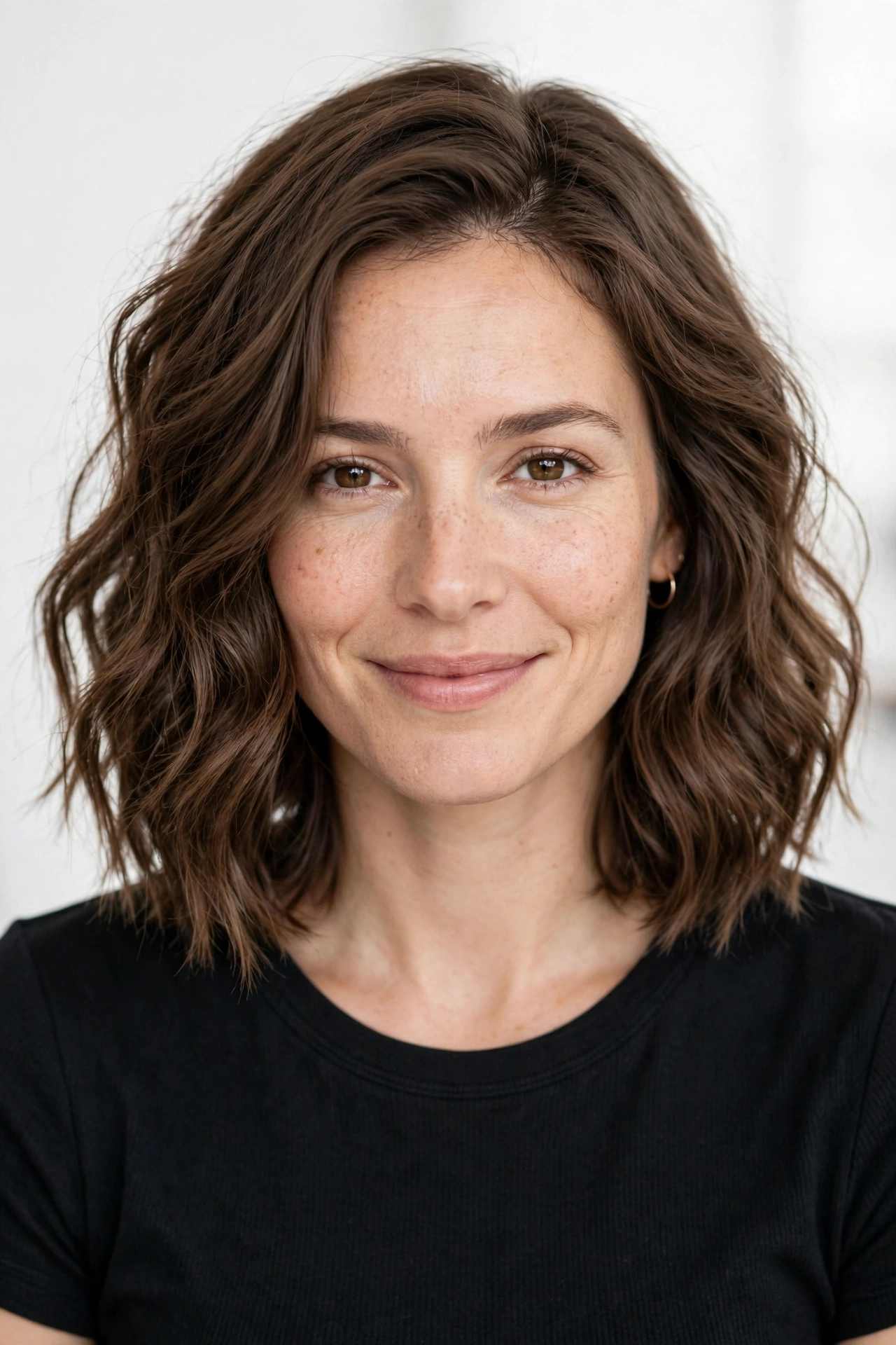 Classic beachy long bob haircut for wavy hair with loose soft waves