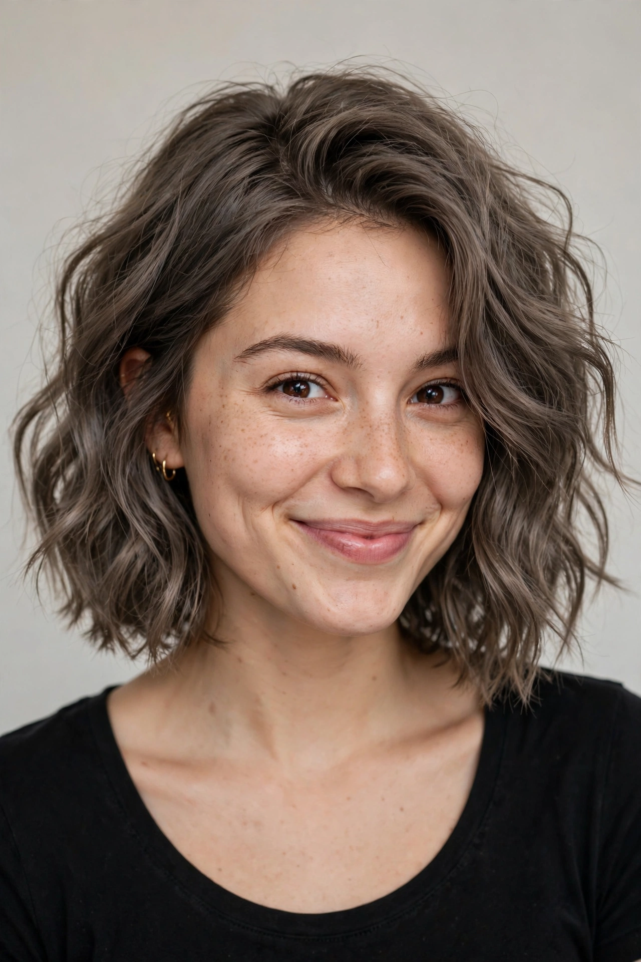Textured piecey wavy lob with separated wave pieces